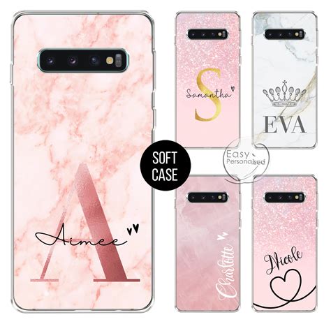 Personalised Phone Case For Samsung With Pink Marble Initials Etsy
