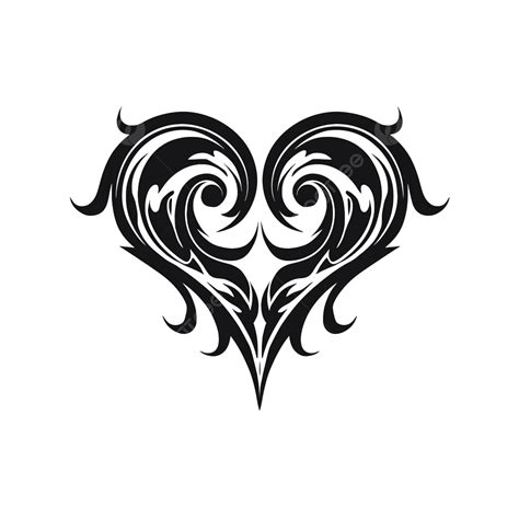 Heart Tattoo With Gothic Decoration Tribal Embossed Style Symbol Ornate Isolated Modern Png