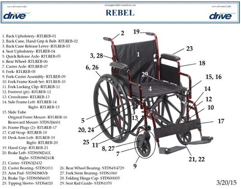 Rebel Wheelchair Replacement Parts In Parts For Rtlreb18dda Sf By Drive
