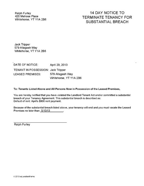 termin lease agreement letter landlord business template