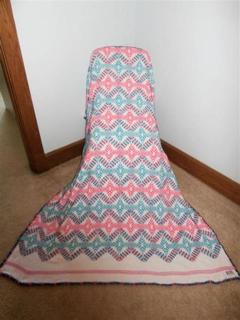 Swedish Weave Monks Cloth Afghan~throw In Turquoise Pink And