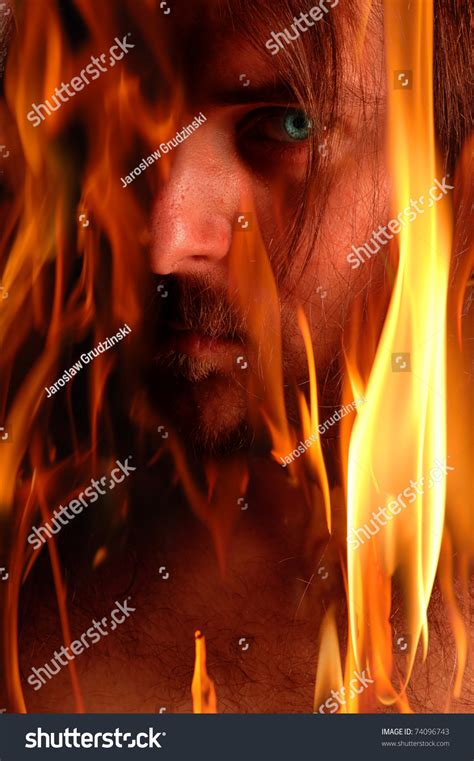 Blue Eyed Demon Flames Stock Photo 74096743 Shutterstock
