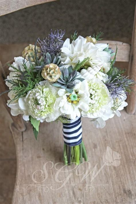 Nautical Seaside Bridal Navy And White Wedding Bouquet 2626640 Weddbook
