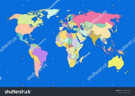Vector Colorful World Map Political Map Stock Vector Royalty Free