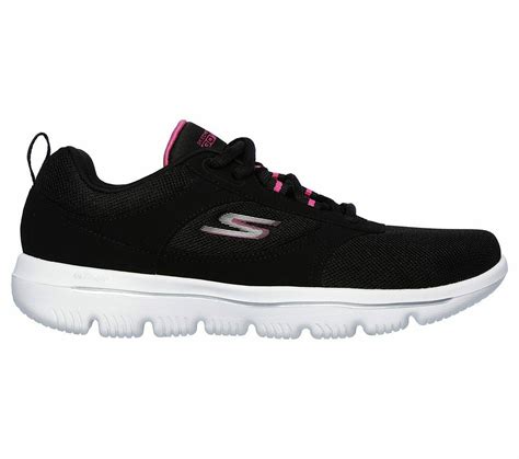 Skechers Black Pink Shoes Women Go Walk Comfort Mesh Casual Sporty Lace
