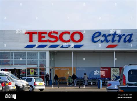 The Entrance To Tesco Extra Store In Cornwall Uk Stock Photo Alamy