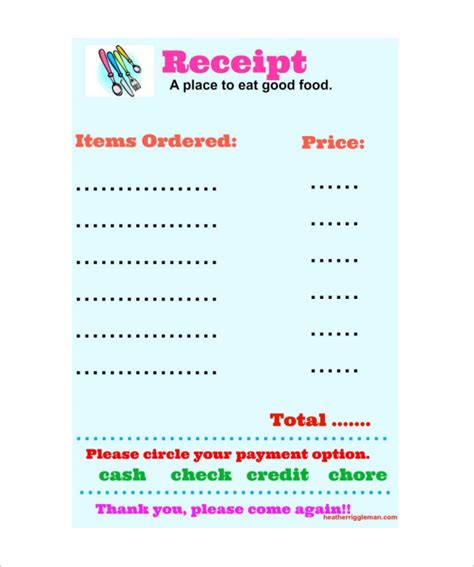 9 Restaurant Receipt Templates Free Samples Examples And Format