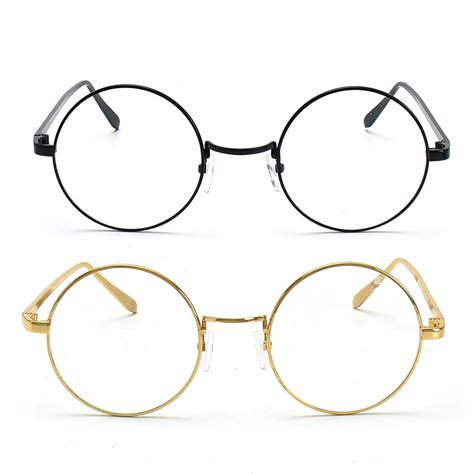 Gold Metal Vintage Round Eyeglass Frame Clear Lens Full Rim Glasses