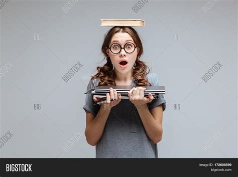 Surprised Female Nerd Image And Photo Free Trial Bigstock