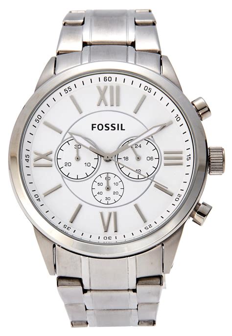 Fossil Courier Chronograph Luminous White Dial Silver Mens Watch