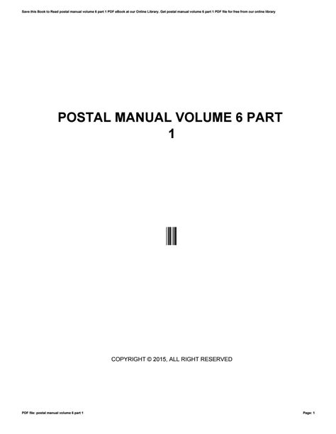 Postal Manual Volume 6 Part 1 By Antong76amol Issuu