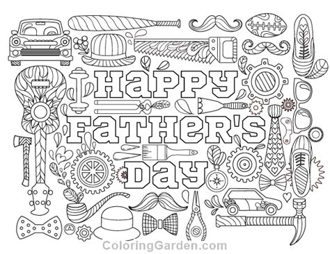 Printable father's day coloring pages. Happy Father's Day Adult Coloring Page