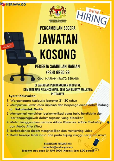 Check spelling or type a new query. Iklan Jawatan Kosong Kementerian Pelancongan, Seni Dan ...