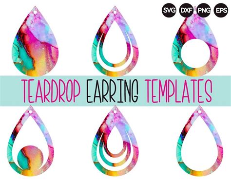 Teardrop Earring Templates in 2020 | Teardrop earrings, Earring cards template, Design bundles