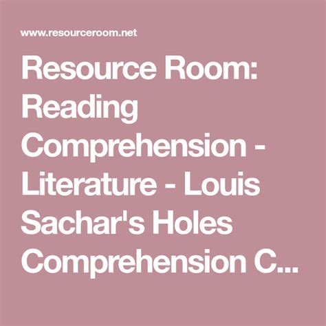 resource room reading comprehension literature louis sachars