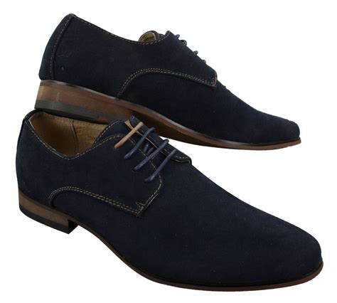 Mens Nubuck Suede Laced Smart Casual Shoes Navy Blue Brown Black Ebay