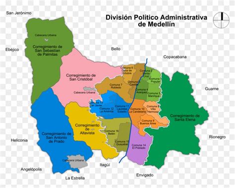 Mapa División Político Administrativa De Medellín 5 Corregimientos De