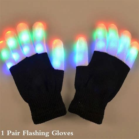 1 Pair Led Flashing Magic Gloves Colorful Finger Glowing Glove For Kids