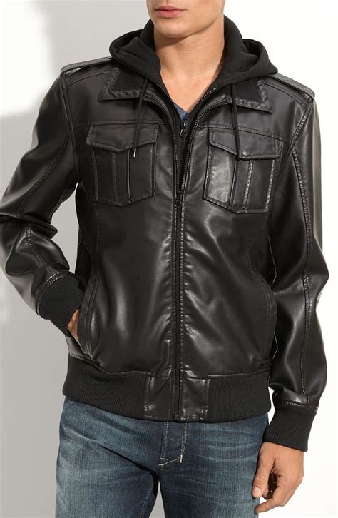 Black Rivet Hooded Faux Leather Jacket Nordstrom