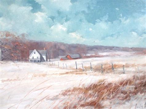Gerald Lubeck Vermont Artistwinter Country Landscape Original Oil
