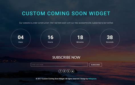 Custom Coming Soon Widget Flat Responsive Widget Template Images
