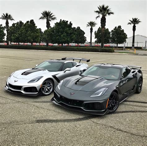 Two Chevrolet Corvette C7 Zr1s Painted In Blade Silver Metallic And