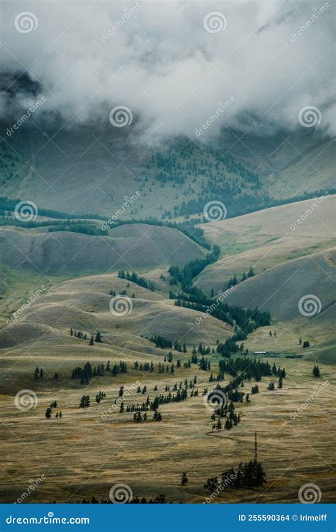 View Of The Kurai Steppes On Chuisky Trakt In The Altai Mountains Stock