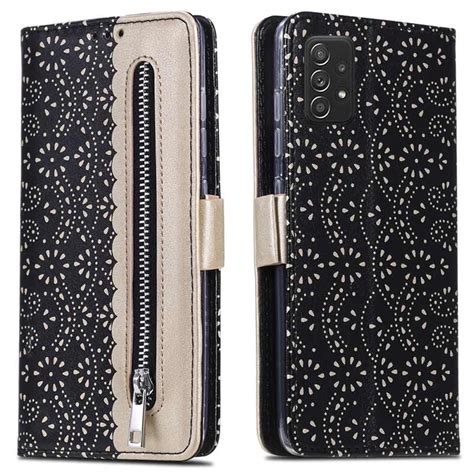Lace Pattern Samsung Galaxy A52 5g Galaxy A52s Wallet Case Black