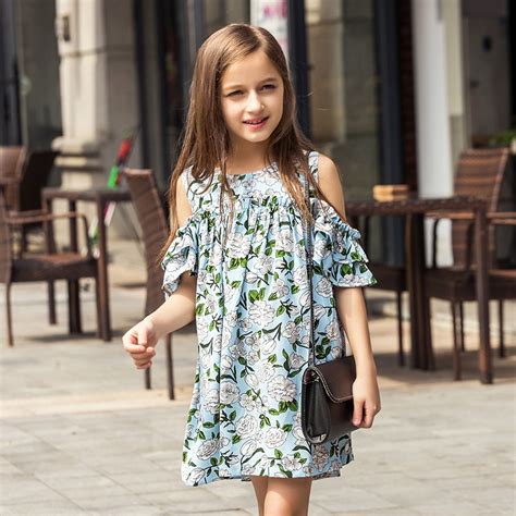 Buy Teen Girls Summer Dress Floral Print Off Shoulder