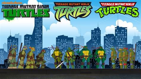 Tmnt 1987 2003 And 2012 Turtles Meet Fan Poster By Raidenraider On