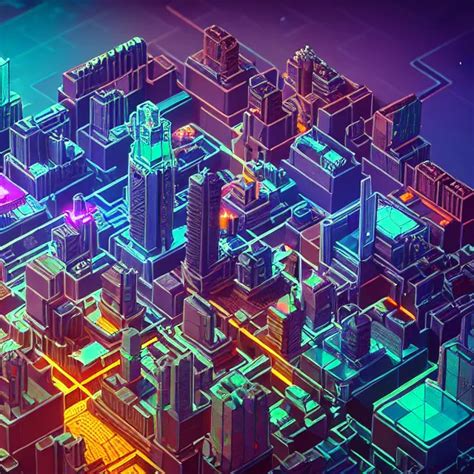 Voxel Art Of A Cyberpunk Blockchain City Is Seen Stable Diffusion