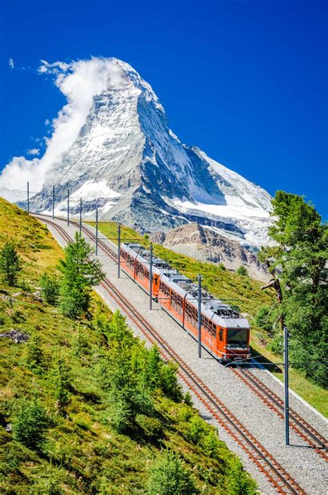 Train To Matterhorn Zermatt Railway To Gornergrat Stock Image Image
