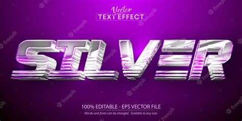 Premium Vector Silver Editable Text Effect Shiny Luxury Silver Color