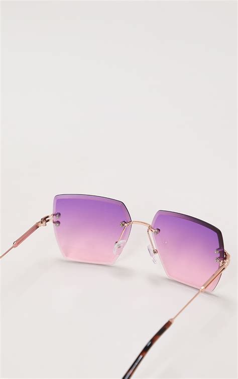 Purple Gradient Lens Square Frame Sunglasses Prettylittlething Aus