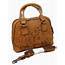 Leather Tooled Embossed Double Handle Satchel Cross Body Purse Handbag 