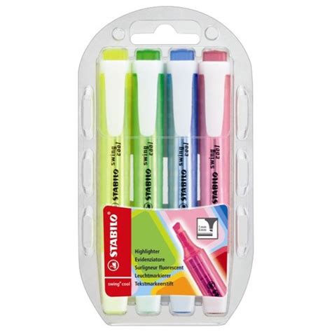 Stabilo Assorted Colours Swing Cool Highlighters Pack Of 4 Officemax