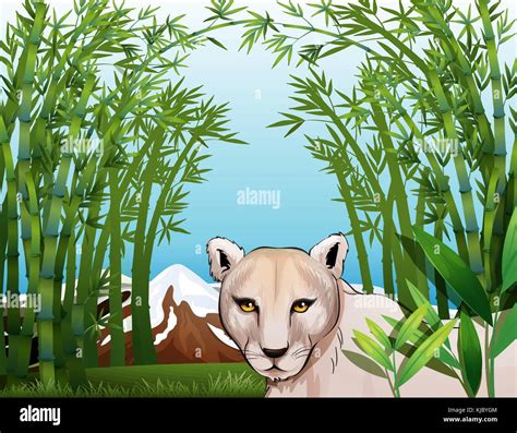 Illustration Of A Scary Tiger At The Bamboo Forest Stock Vector Image