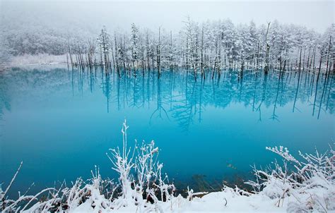 Wallpaper Winter Lake Beauty Tale Japan Photo Blue