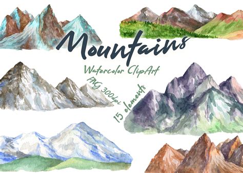 Watercolor Mountains Clipart Hills Png By Vilenaart Thehungryjpeg