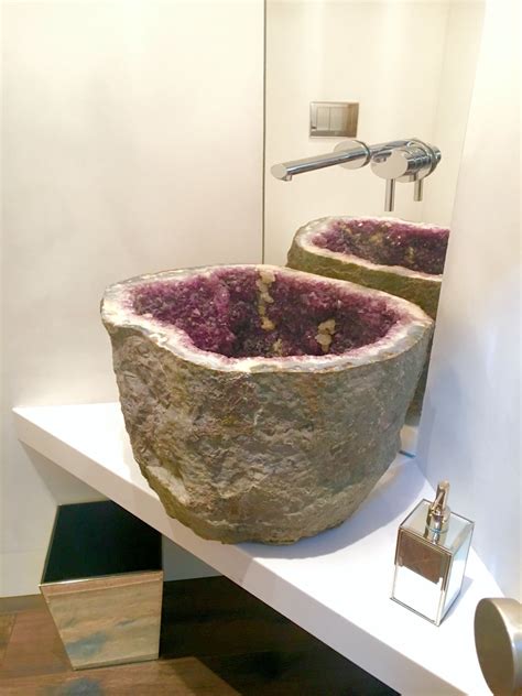 Amethyst Vessel Sink In A Powder Room Beautiful Open House In Aspen