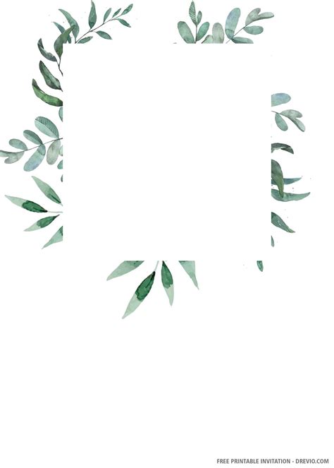 Free Printable Green Leaves Wedding Invitation Templates Drevio