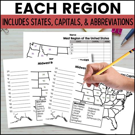 50 States And Capitals Map Activities Digital And Print Made By Teachers