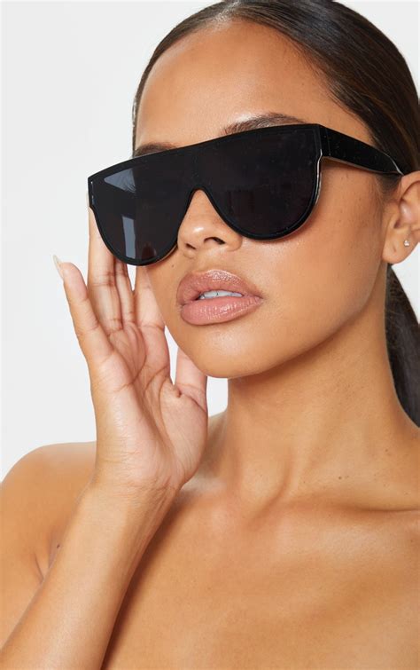 black over sized flat top sunglasses prettylittlething il