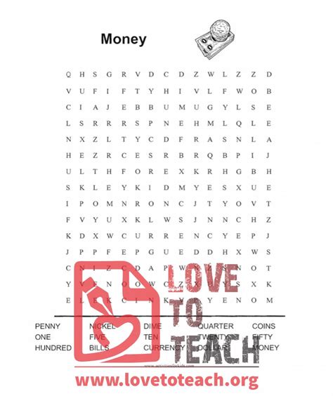 Money Word Search Lovetoteach Org
