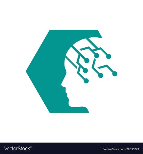 Machine Learning Logo Design Brain Ai Technology Vector Image