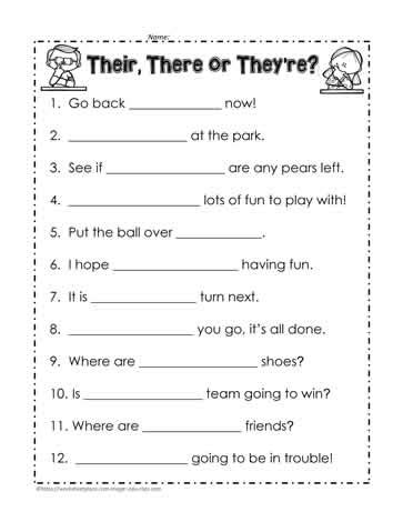 Their, there or they're? Worksheets