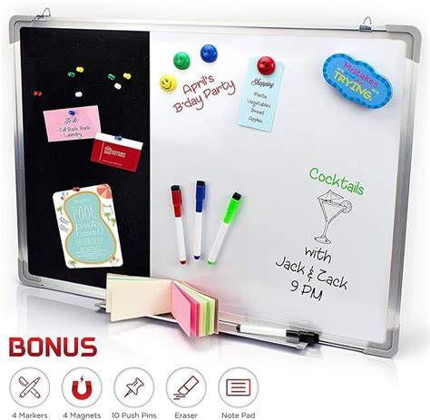 Combination Dry Erase Magnetic Whiteboard And Black Felt Pin