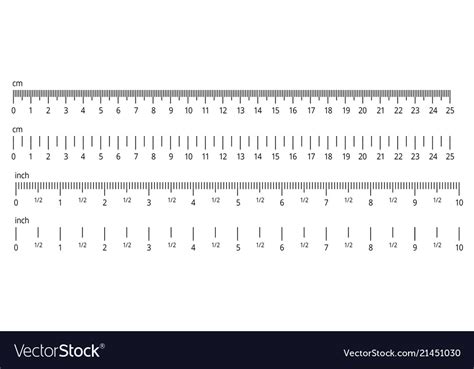 Inch And Metric Rulers Centimeters And Inches Vector Image