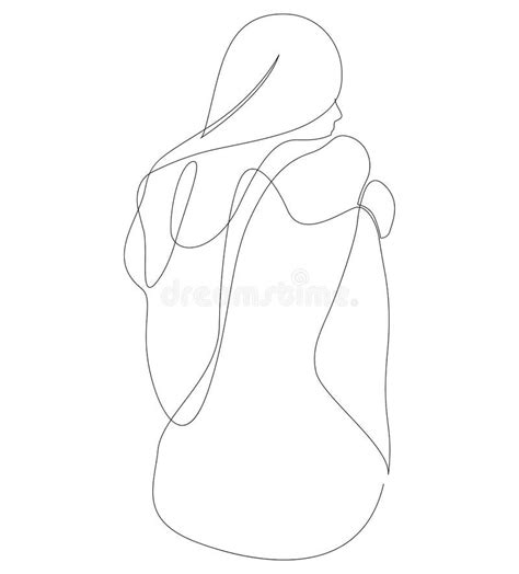 Naked Woman Sitting Back One Line Drawing Vector Illustration Stock Vector Illustration Of