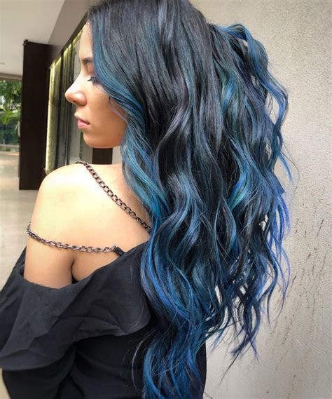 Midnight Blue And Curly Too Blue Hair Highlights Dark Blue Hair